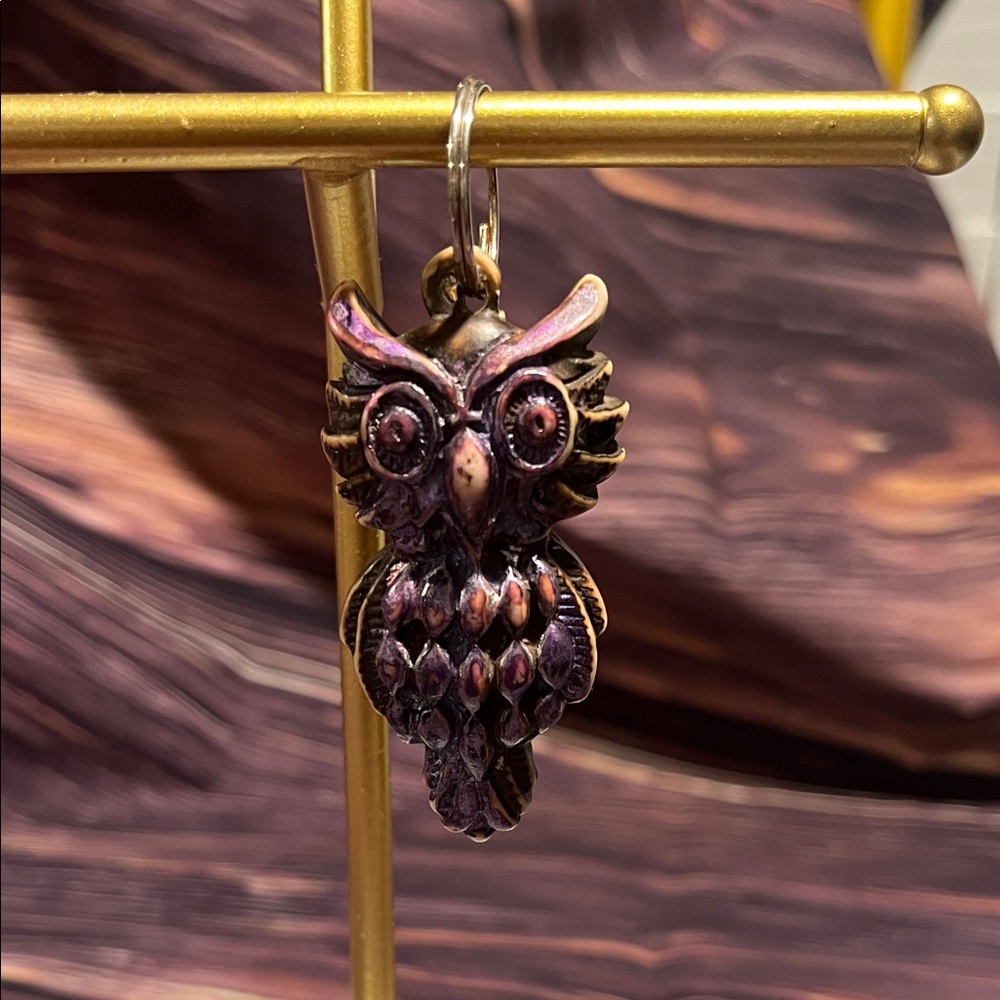 Brown & Purple Owl Keychain